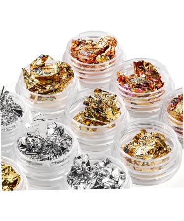 Manicure Irregular Aluminum Foil Nail Paper Gold Silver Nail Decorative Paper Glitter Manicure Paper 12 Cans - Buy Online on GoSupps.com