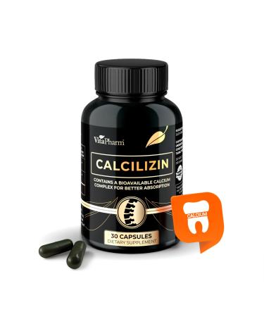 VitaPharm Calcilizin Calcium L-Pidolate & L Lysine Capsules Bone Strength & Bone Health Support Calcium for Men & Women Non-GMO Bone Support Supplement 30 Capsules