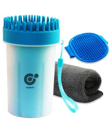 Coality Dog Paw Cleaner - Soft Silicone Bristles Paw Cleaner for Dogs Removes Mud Muck & Dirt Portable Cup with Lanyard and a Microfiber Towel & Bathing Brush Must Have For Any Pet Owner