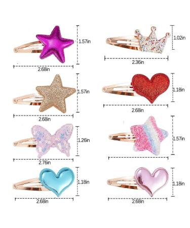 16Pcs Cute Star/Crown/Heart Hair Clips for Girls - Sparkly Metal Snap Hair Pins for Kids, Baby & Women - Buy Online on GoSupps.com
