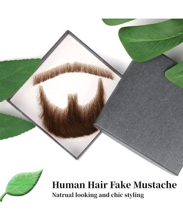 Realistic Human Hair Fake Mustache Beard Goatee - Brown | Entertainment Drama Party Movie Prop - Buy Online on GoSupps.com