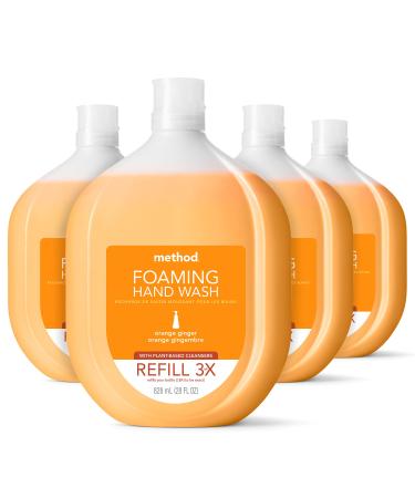 Method Foaming Hand Soap Refill, Orange Ginger, Recyclable Bottle, 28 oz, 4 pack Orange Ginger 28 Ounce (Pack of 4)