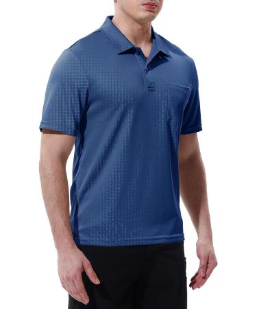 TBMPOY Men's Quick Dry Polo Shirt with Pocket - Dark Grey Blue - XX-Large - Buy Online on GoSupps.com