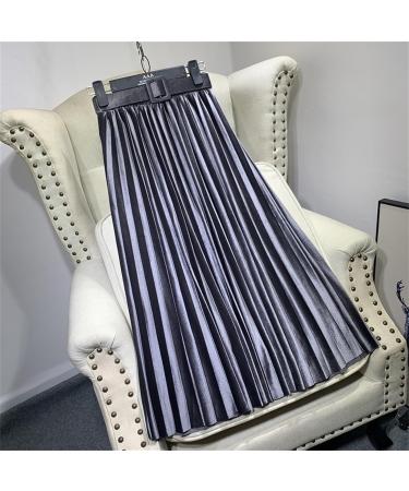 Shop Stylish Women's Chiffon Maxi Skirts | Adjustable Lace Trim & Ruffles in Dark Gray - Casual Winter Fashion - Buy Online on GoSupps.com
