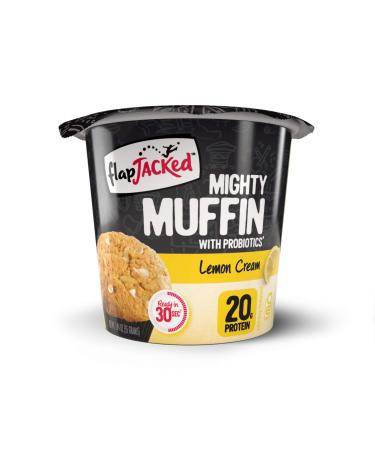 FlapJacked Mighty Muffins, Lemon Cream, 12 Pack | High Protein (20g) + Probiotics