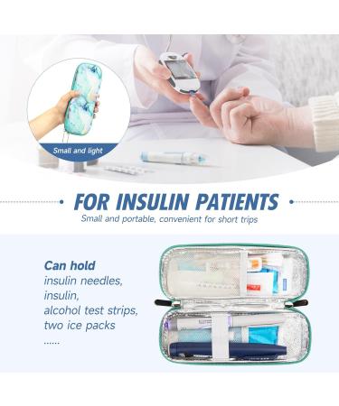 YOUSHARES Insulin Cooler Travel Case - Small EVA Diabetic Organizer with Ice Pack - Marble Green - Buy Online on GoSupps.com