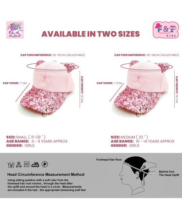 F&P Kids Girls Baseball Cap - Pink Kitty Face, Metal Rings, Adjustable Sizes - Ages 4-9 | Summer Hat for Girls - Buy Online on GoSupps.com