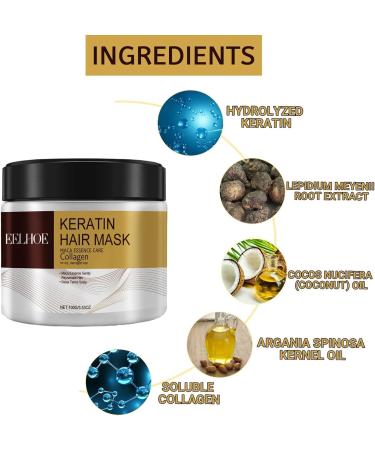 Collagen-Hair Treatment Collagen-Hair Mask Argan-Oil Hair Mask Hair Gain Mask Keratin-Hair Mask Collagen-Treatment Deep Repair Conditioner Hair Masks Natural Hair Mask Keratin Magical Hair Treatment - Buy Online on GoSupps.com