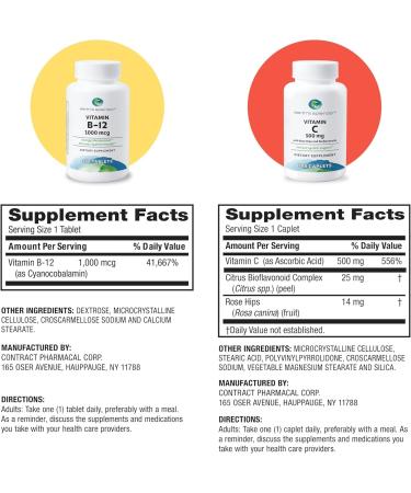 Earth's Splendor Energy & Immune Support Vitamin B12 & Vitamin C with Rose Hips Gluten-Free No Artificial Colors or Flavors Supports Energy Metabolism & Antioxidant Health for Men & Women - Buy Online on GoSupps.com