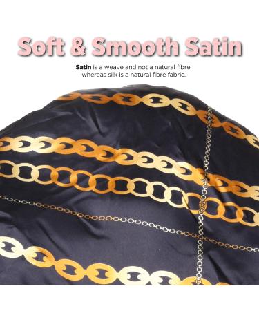 Large Extra Large Adjustable Tie Satin Bonnet Sleep Cap with Headband - Chain Pattern Multicolor - Buy Online on GoSupps.com