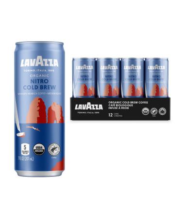 Lavazza Organic Nitro Cold Brew Coffee - 7 Fluid Ounces - 12 Count - Balanced, Smooth, Fruity, Medium Roast, 100% Arabica, USDA Certified Organic, Rainforest Alliance Certified