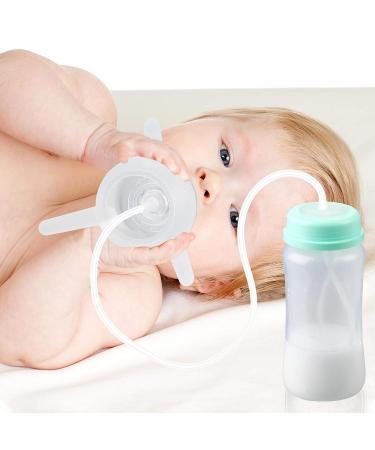 Nuanchu 10 oz Self Feeding Baby Bottle w/ Long Tube Straw | Leak-Proof Baby Feeder Bottle for Imitation Milk Weaning | Mint Green - Buy Online on GoSupps.com