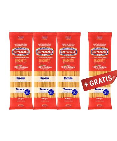 Offer Manual Italian Spaghetti bronze noodle 100% Italian durum wheat semolina slow drying (3x500gr) 500 g (3 -pack)