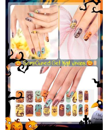 EBANKU Halloween Gel Nail Polish Strips - 20 Stickers for Pumpkin Witch Nail Designs with Nail File Stick - UV/LED Lamp Required - Buy Online on GoSupps.com