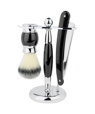 Union Razors SS5 Black Straight Shave Kit - Premium 3-Piece Set with Razor Brush & Wood Handle Stand for a Luxurious Shaving Experience - Buy Online on GoSupps.com