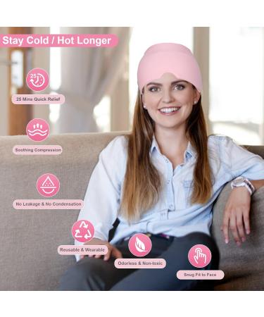 Gel Ice Migraine Relief Hat - Hot/Cold Therapy Cap for Headaches, Sinus, Hangovers - Reusable Ice Pack Mask for Tension, Sports Injuries - Pink - Buy Online on GoSupps.com
