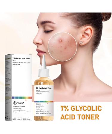 7% Glycolic Acid Exfoliating Toner Exfoliating Facial Toner Pore Minimizing Toner Smooth Skin Even Tone Hydrating Formula 3.38 Fl Oz (Pack of 1) - Buy Online on GoSupps.com