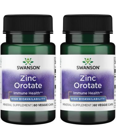 Swanson Zinc Orotate 10 Milligrams Elemental Zinc 60 Veg Capsules (2 Pack)