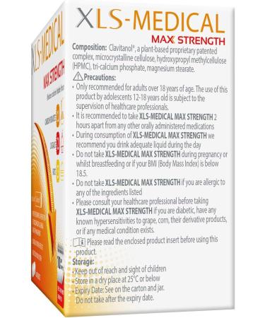 XLS Medical Max Strength Tablets - Reduce Calorie Intake from Carbs, Sugars & Fats - Weight Loss Aid - 40 Tablets - 10 Days Treatment - Buy Online on GoSupps.com