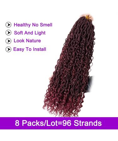 ZRQ 8 Packs Burgundy Goddess Locs Crochet Hair 24 Inch Ombre Boho Faux Locs Pre-Looped Hipple Locs Curly Soft Red River Locs Hair Extensions - Pack of 8 - Buy Online on GoSupps.com