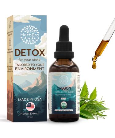 HerbEra Oregon Herbal Detox Blend - USDA Organic Extract Made in USA | Immune & Liver Support Liquid Drops | Dandelion Root Milk Thistle Noni Sarsaparilla Chaparral | 2 fl oz