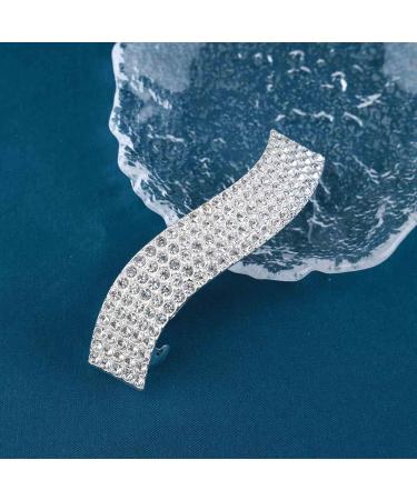 Allereya Crystal Hair Clip Barrette CZ Rhinestone Hair Barrette Clip Silver Shiny Wedding Headpieces Crystal French Head Clip Decorative Headwear Bride Hair Accessories for Women and Girls (Silver) - Buy Online on GoSupps.com