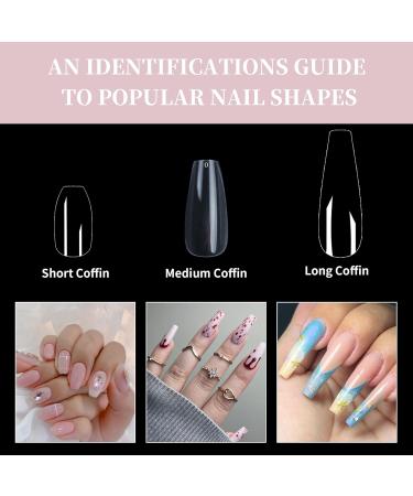 Medium Coffin Poly Extension Soft Gel Nail Tips | Clear Acrylic Ballerina Tips - 15 Sizes for Salons & DIY Nail Art - Buy Online on GoSupps.com