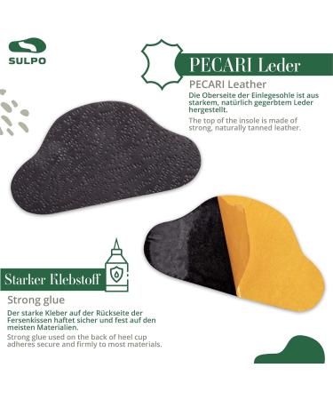 Sulpo 4 Pairs Real Leather Heel Cushions - Anti-Slip Heel Pads for Shoe Protection & Repair - Bladder & Friction Relief - Self-Adhesive Pecari Black - Buy Online on GoSupps.com