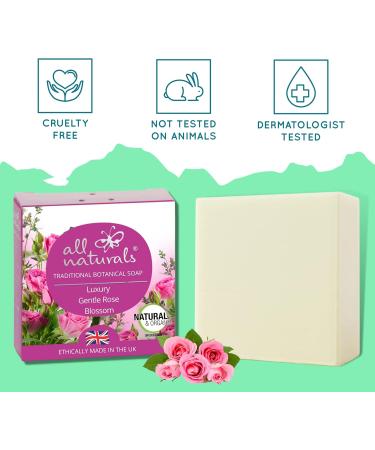All Naturals Soap Natural & Organic Vegan with Soothing Jojoba Rosehip Shea Butter Cocoa Butter for Children and Sensitive Skin 100g (Rose Blossom) - Buy Online on GoSupps.com
