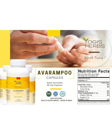 YOGIS HERBS Avarampoo Capsules - 90 Veg Capsules | Senna Auriculata Supplement - Buy Online on GoSupps.com