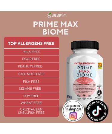 Prime Max Biome Probiotics 40 Billion CFU Extra Strength Skin & Gut Support with MAKTrek Bi-Pass Technology 4 Strains + Prebiotics Non-GMO Gluten-Free 60 Capsules (1) - Buy Online on GoSupps.com