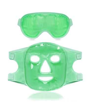 Ice Face Mask&Ice Eye Mask Cold Hot Gel Mask Compress Therapy Reusable Cooling Face Eye Mask for Pain Relief Migraines Headaches Puffiness (Green)