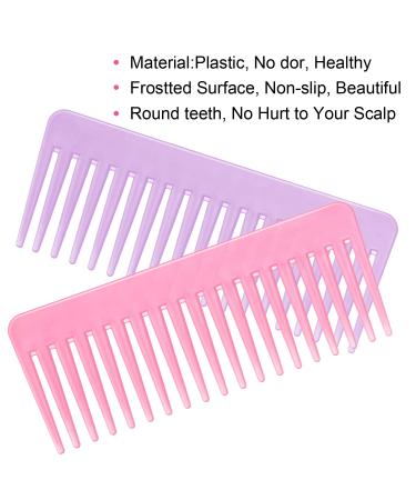 Wide Tooth Detangling Comb Set for Long, Curly, and Wet Hair - No Handle Styling Shampoo Comb - 2 Pieces (Pink & Purple) - Buy Online on GoSupps.com