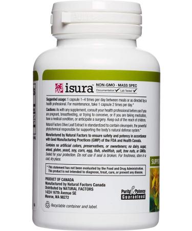 Natural Factors Olive Leaf Extract 500mg - 60 Capsules | Immune Support & Antioxidant - Buy Online on GoSupps.com