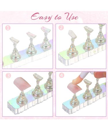 UHOMENY Nail Art Holder Stand for Painting Nails 10 pieces of Aurora Acrylic Nail Practice Stands DIY Nail Design Holders Nail Tips Display Stand for False Nails Manicure Tools (Transparent Pink) - Buy Online on GoSupps.com