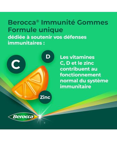 Berocca Immunity Gums - Multivitamin Dietary Supplement - 8 Vitamins and Minerals - Including Vitamin C D and Zinc - Supports Immunity in Everyday Life - Orange Flavor 120 Gums - Buy Online on GoSupps.com