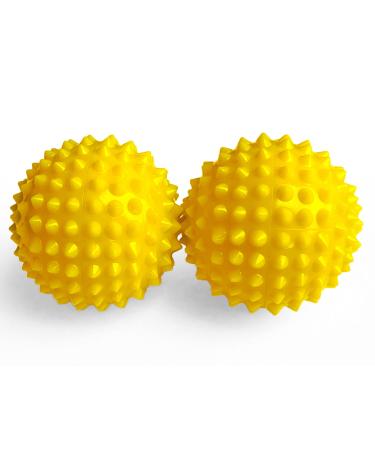 2x DBT skills hedgehog ball |Magnetic high stress acupressure ball |For stress relief or massage |against tension and for more mobility and concentration (yellow matt) yellow matt 32 mm