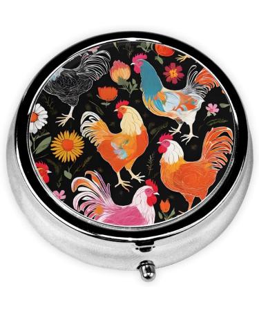 Cute Rooster Chickens Mini Pill Box | 3 Compartment Travel Pill Organizer | Portable Medicine Case for Home & Office - Buy Online on GoSupps.com