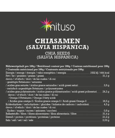 Buy Mituso Chia Seeds 800g - Black Natural Salvia Hispanica - International Shipping Available - Buy Online on GoSupps.com