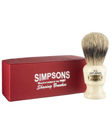 Commodore Best Badger Brush- Simpson Shaving Brushes - Faux Ivory Handle (X1 Best)