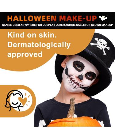 Professional White & Black Face Body Paint Kit - Halloween Clown Makeup with Brushes | Ideal for Cosplay Theater & SFX Make-up - Buy Online on GoSupps.com