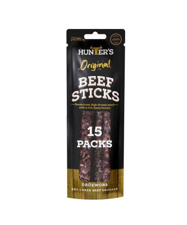 Hunters Droewors - 15 x 40g Original Beef Sticks / Droewors . High Protein Low carb Thin Sticks of Authentic Beef Droewors Convenient Snack Original Beef Sticks / Droewors - Buy Online on GoSupps.com