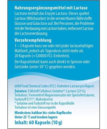 Pro Natura Lactrase 6000 - 60 Lactase Capsules for Lactose Intolerance | Enjoy Milk & Dairy Products Carefree - Buy Online on GoSupps.com