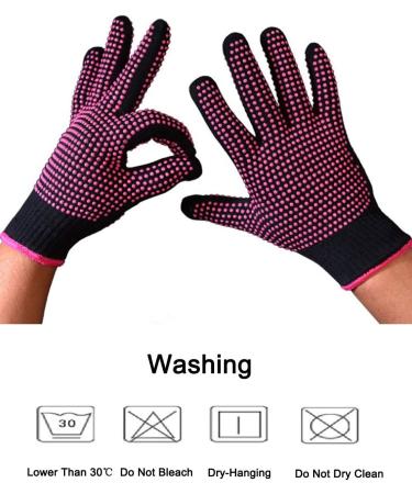 2 Pcs Heat Resistant Gloves for Hair Styling - Silicone Bump, Pink Edge - Curling, Flat Iron, Styling Tools - Buy Online on GoSupps.com