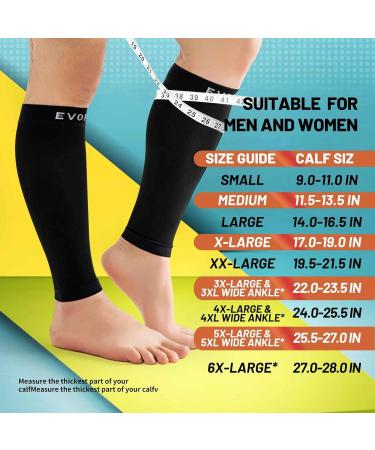 Buy 20-30mmHg Calf Compression Sleeves for Men & Women | Leg Support & Shin Splint Pain Relief - Black Medium - Buy Online on GoSupps.com