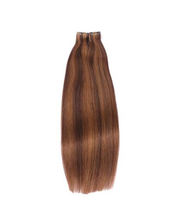 Tape-In Hair Extensions #4/30 Mix - 40cm - 100% Remy Real Hair - 30 Adhesive Tresses by Novon - 2.5g Each - Buy Online on GoSupps.com