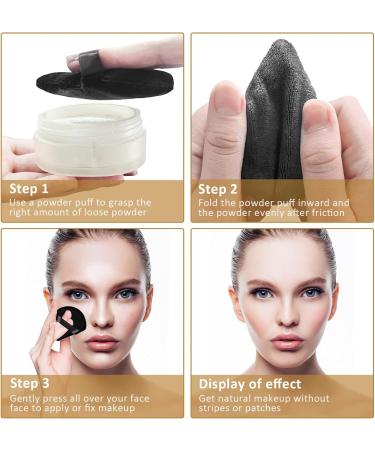 2PCS Velvet Powder Puffs Set for Pressed and Loose Powder - Dual-Use Makeup Tool with Strap - Black & Nude - Buy Online on GoSupps.com