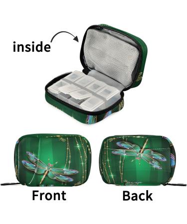 Travel Pill Organizer - Dragonfly Pill Box Case for Vitamins & Medications | Beauty Design & Zipper Closure - Buy Online on GoSupps.com