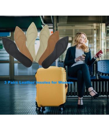 Bellcon Leather Inserts for Women - High Heels Insoles Nonslip Sole Liners Replacement - 3 Pairs in Black Brown & Beige | Size 9-10 M US - Buy Online on GoSupps.com