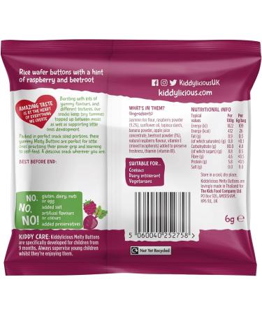 Kiddylicious Raspberry & Beetroot Melty Buttons 6g - Healthy Snack for Kids - Buy Online on GoSupps.com